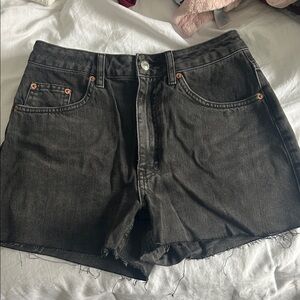 Topshop Black Denim High-Rise A-line Women's Shorts